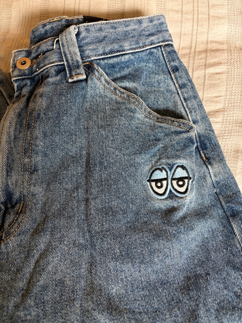 Krooked Skateboards Eyes Denim Stone Wash Twill Pants - Small